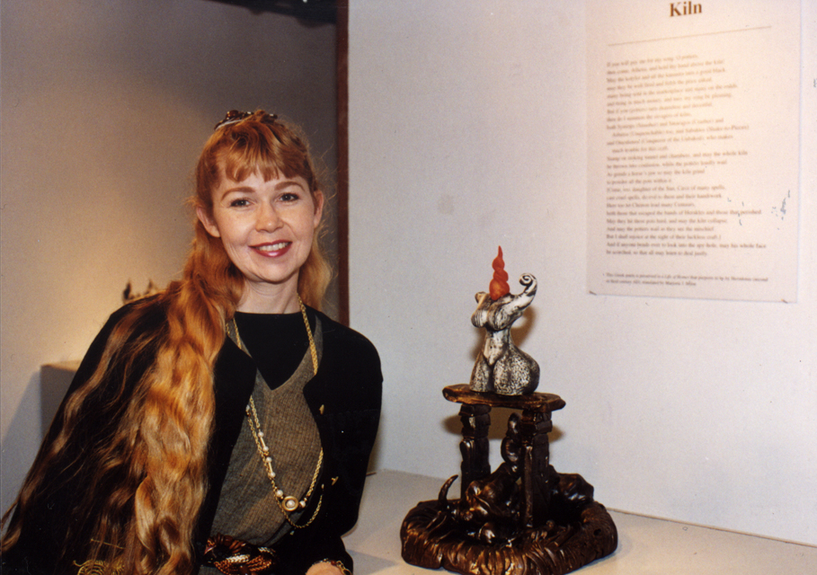 Martie Geiger-Ho at the Marvelous Color Raku Exhibition at the Hong Kong Visual Arts Centre in 1997.