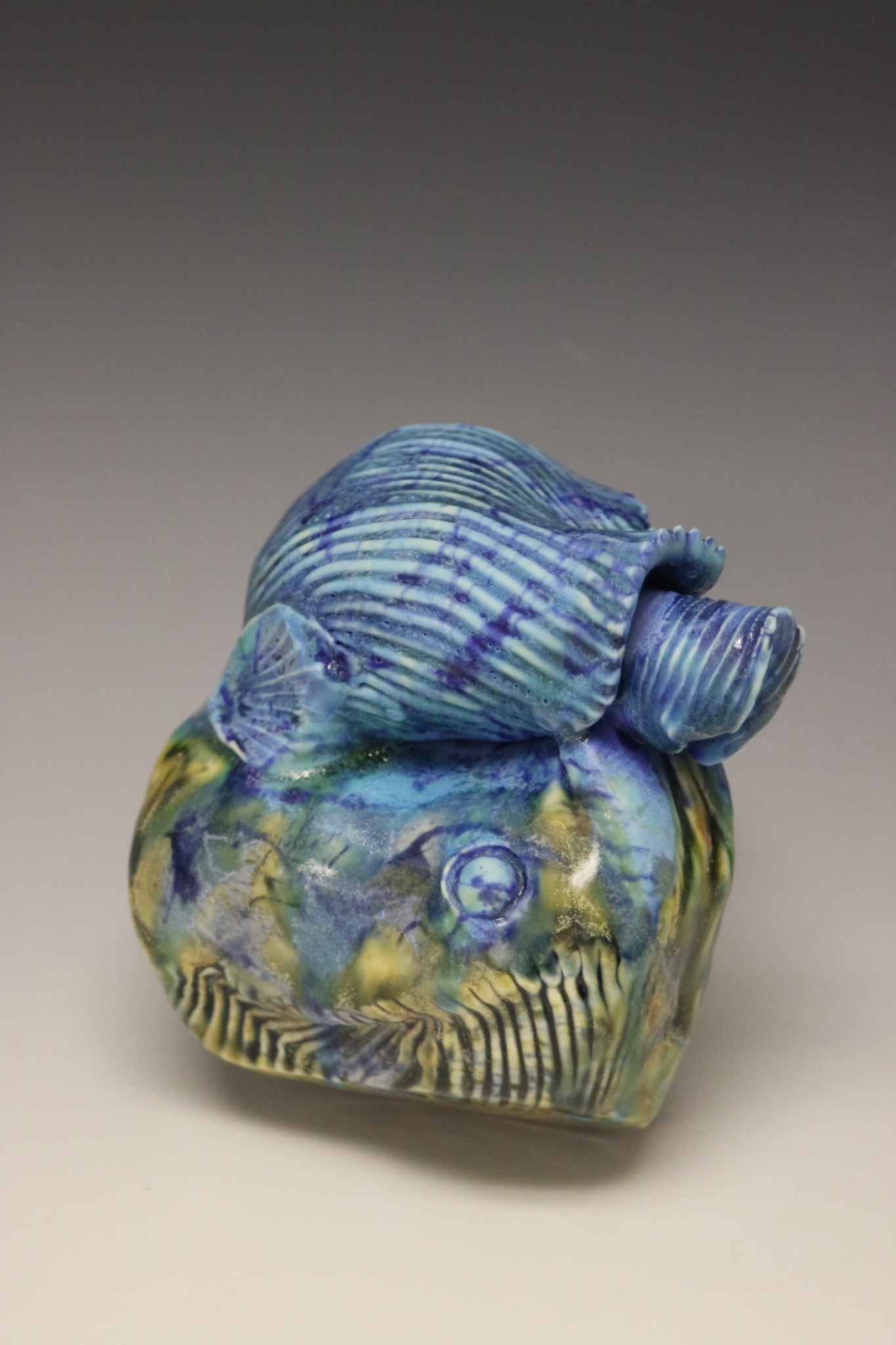 Blue Rolling Rockscape Pot