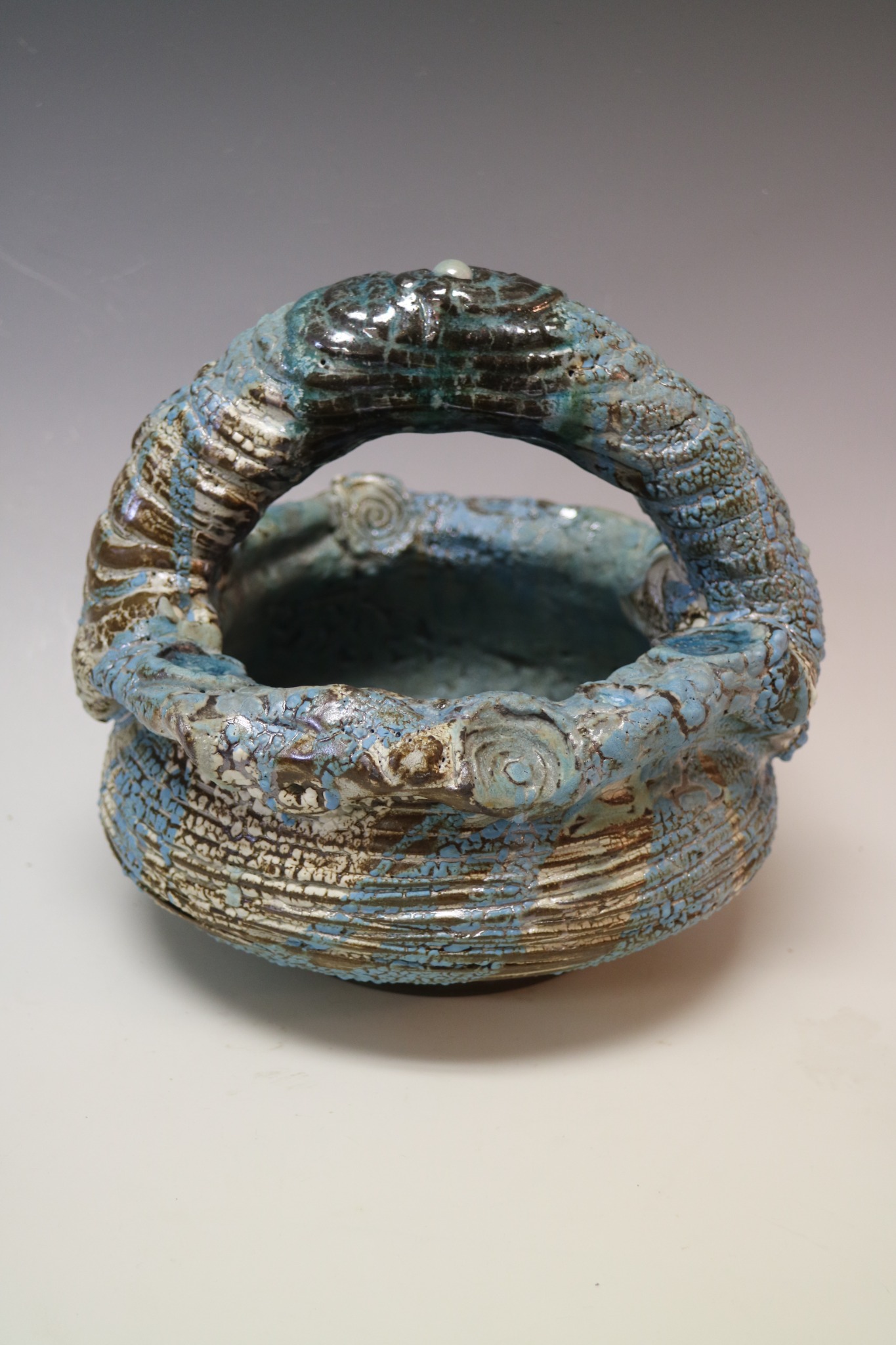 Small Blue Cauldron with Spirals