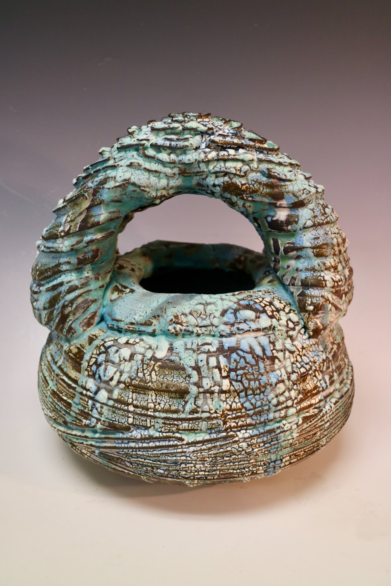 Turquoise Island Pot with Handle